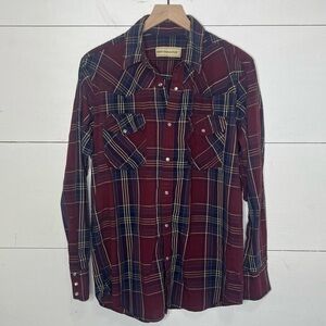 Bit & Bridle • Mens Plaid Long Sleeve Pearl Snap Western Shirt Size Large